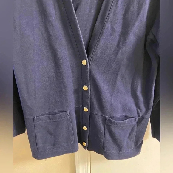 Talbots cardigan button front vintage navy blue Large - Picture 2 of 6